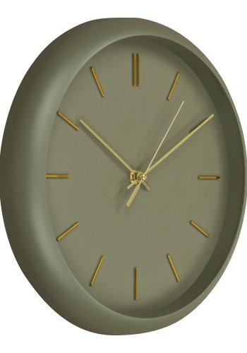 HOUSE NORDIC Rossano veggklokke, stillegende, rund - glass og grnn plast (30)