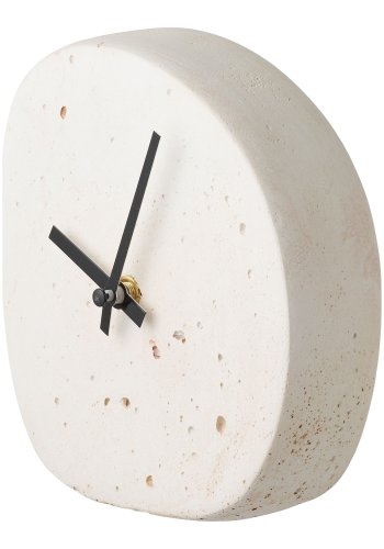 HOUSE NORDIC Linz bordklokke, stilleg�ende, organisk - hvit sement (15x14)