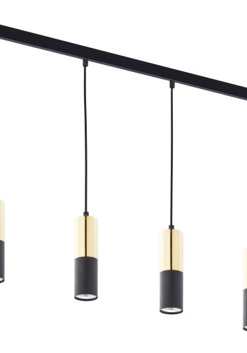 TK Elite taklampe, m. 4 skjermer - gull og svart metall