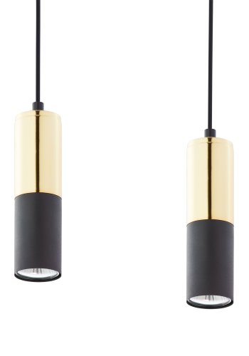 TK Elite taklampe, m. 4 skjermer - gull og svart metall