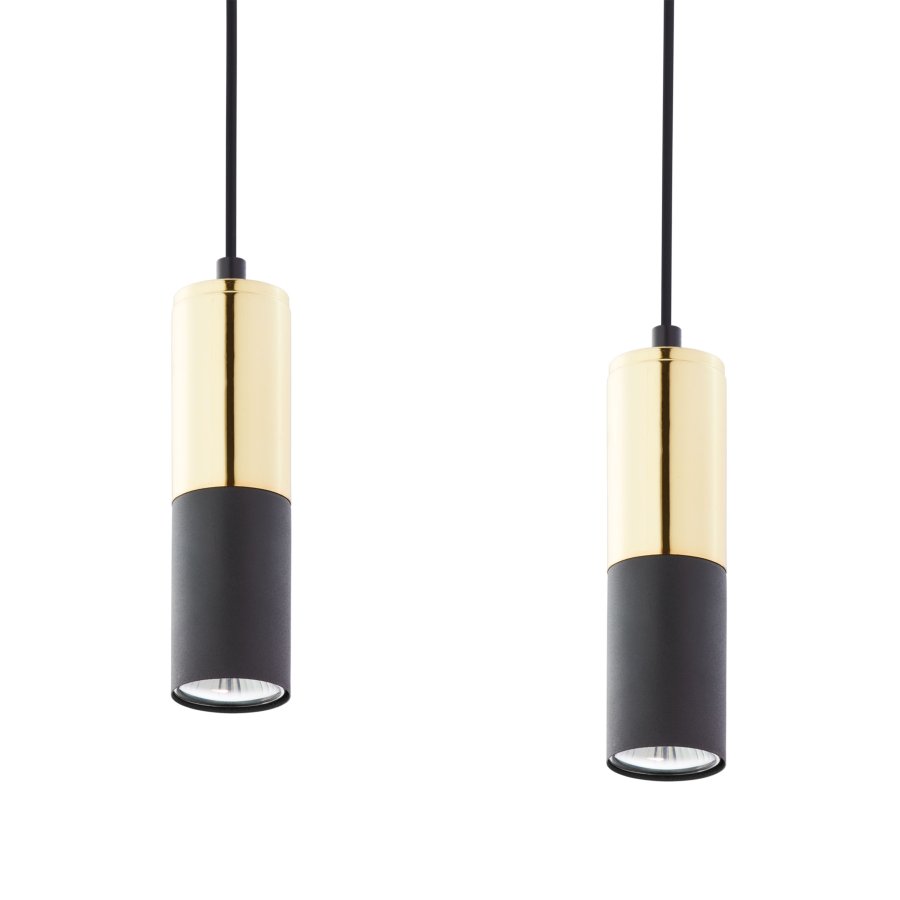 TK Elite taklampe, m. 4 skjermer - gull og svart metall