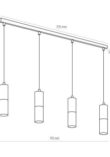 TK Elite taklampe, m. 4 skjermer - gull og svart metall
