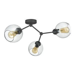 TK Fairy loftlampe, m. 3 skrme - glas og sort metal