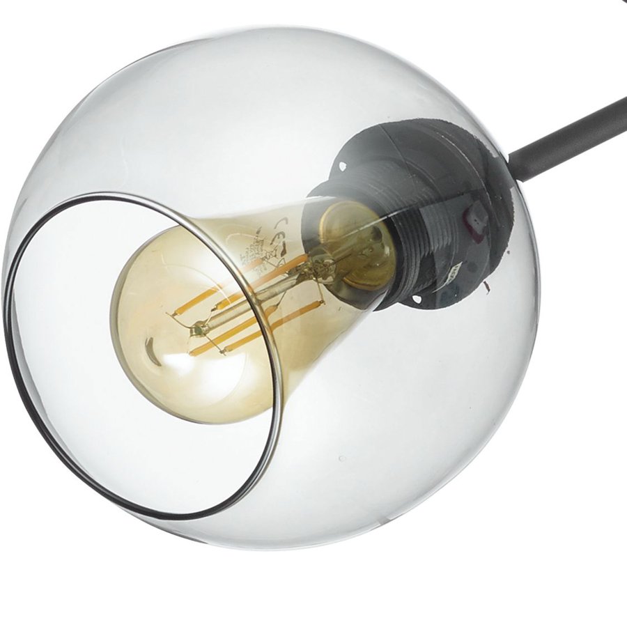 TK Fairy loftlampe, m. 3 skrme - glas og sort metal