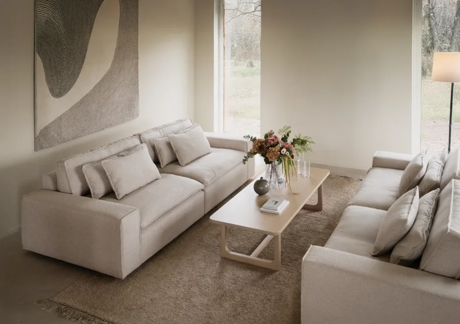 ROWICO Rawlins soffa 3-sits Maxi ljusbeige tyg Sandra #903 (c2)