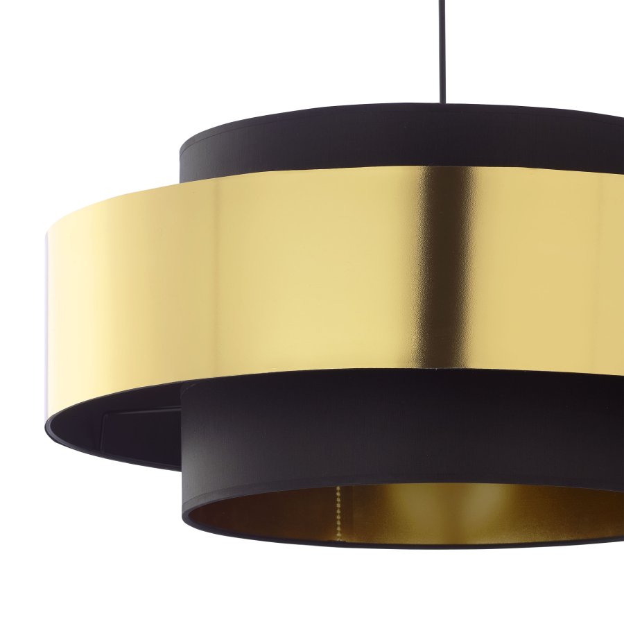 TK Calisto loftlampe - sort stof og guld stl