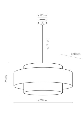TK Calisto loftlampe - sort stof og guld stl