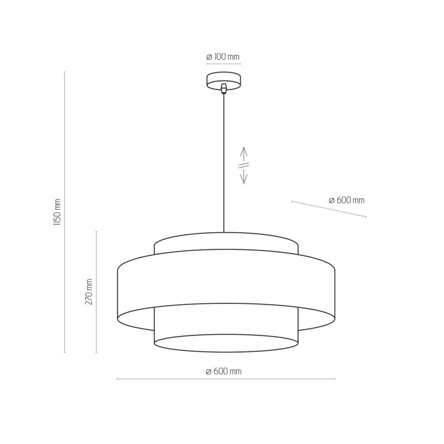 TK Calisto loftlampe - sort stof og guld stl