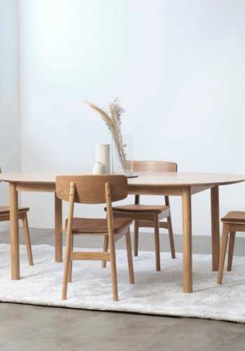 Gallina spisebord, med 2 tilleggsplater - naturlig eikefiner og lamelleik (100x190-280)
