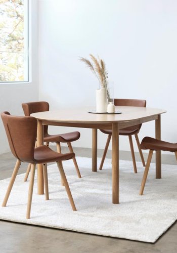 Gallina spisebord, med 2 tilleggsplater - naturlig eikefiner og lamelleik (100x190-280)