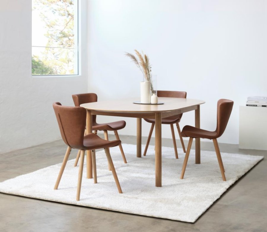 Gallina spisebord, med 2 tilleggsplater - naturlig eikefiner og lamelleik (100x190-280)