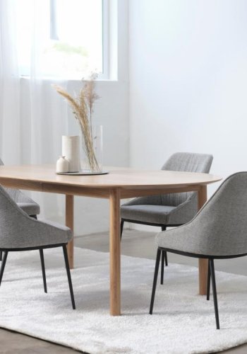 Gallina spisebord, med 2 tilleggsplater - naturlig eikefiner og lamelleik (100x190-280)