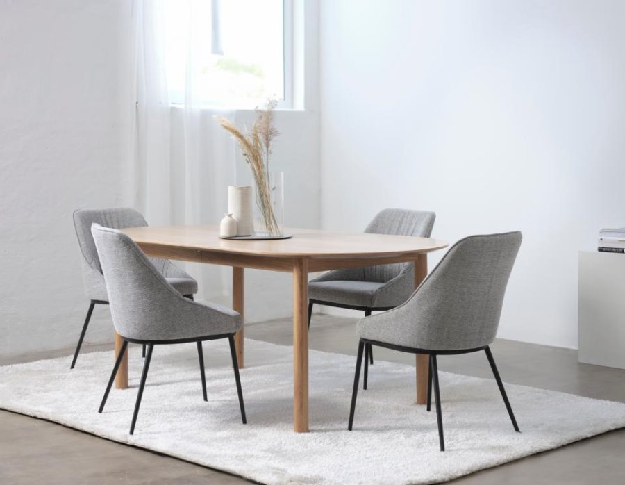 Gallina spisebord, med 2 tilleggsplater - naturlig eikefiner og lamelleik (100x190-280)