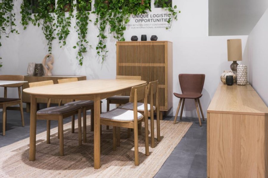 Gallina spisebord, med 2 tilleggsplater - naturlig eikefiner og lamelleik (100x190-280)