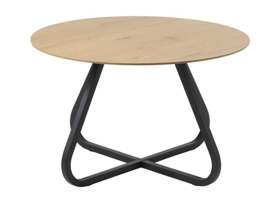 Cesura Esstisch, rund – Melamin aus natürlicher Eiche und schwarzes Metall (120)
