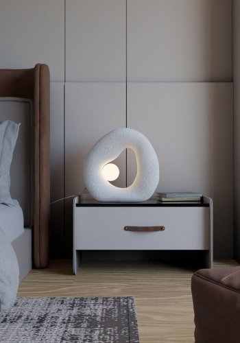 LUMI Wabi Sabi Pond bordlampe - hvid polymerkomposit