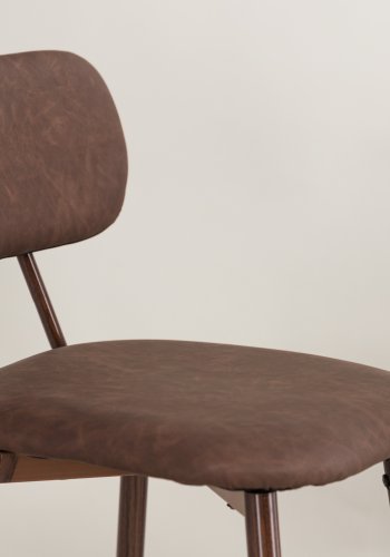 VIND COLLECTION Skaftö barstol, med rygg og fotsttte - brun PU og brunt stl