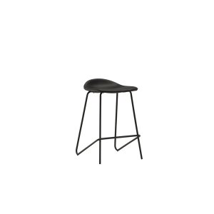 VIND COLLECTION Grebbestad barstol, med fotstöd - svart PU och svart stl