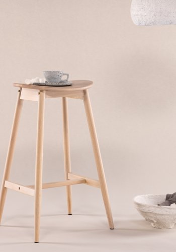 VIND KOLLEKSJON Orust barstol, med fotsttte - hvitkalket gummitre