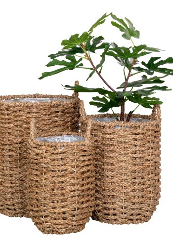HOUSE NORDIC Planteskjul, sjgress, rund, naturlig, sett med 3