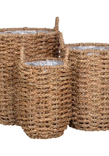 HOUSE NORDIC Planteskjul, sjgress, rund, naturlig, sett med 3