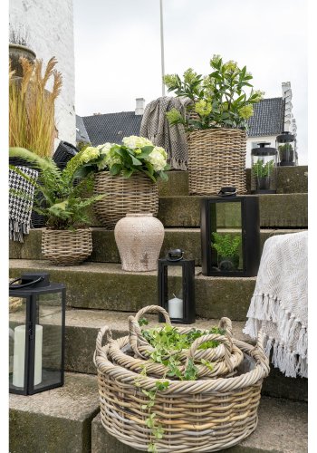 HOUSE NORDIC Kuta-kurv - Kurv, kubu-rotting, naturlig<br>sett med 3