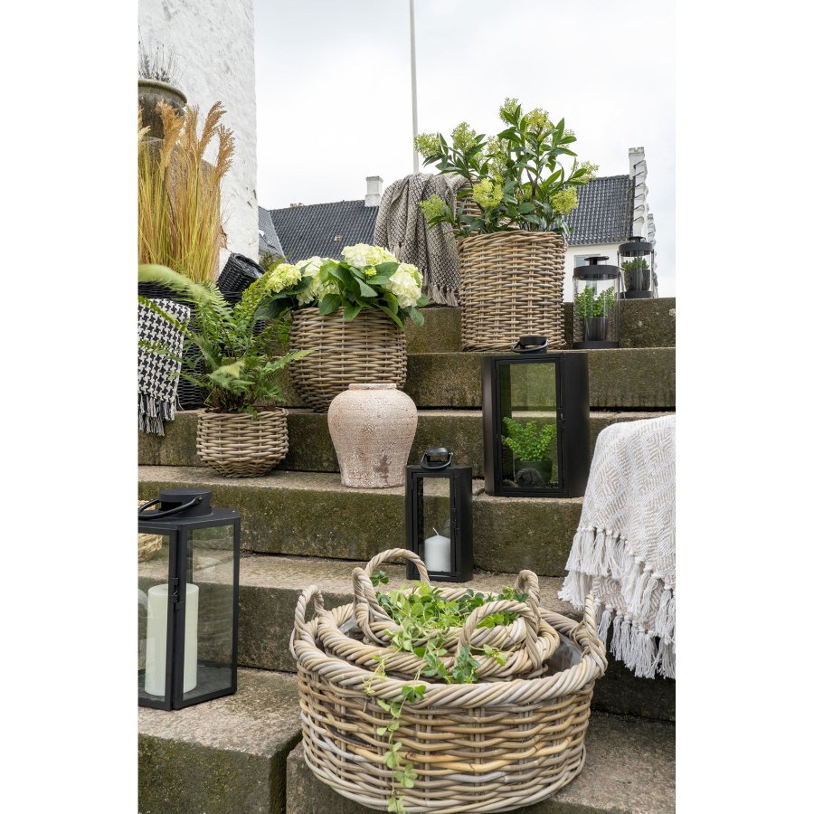 HOUSE NORDIC Kuta-kurv - Kurv, kubu-rotting, naturlig<br>sett med 3