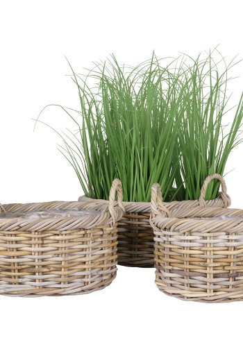 HOUSE NORDIC Kuta-kurv - Kurv, kubu-rotting, naturlig<br>sett med 3