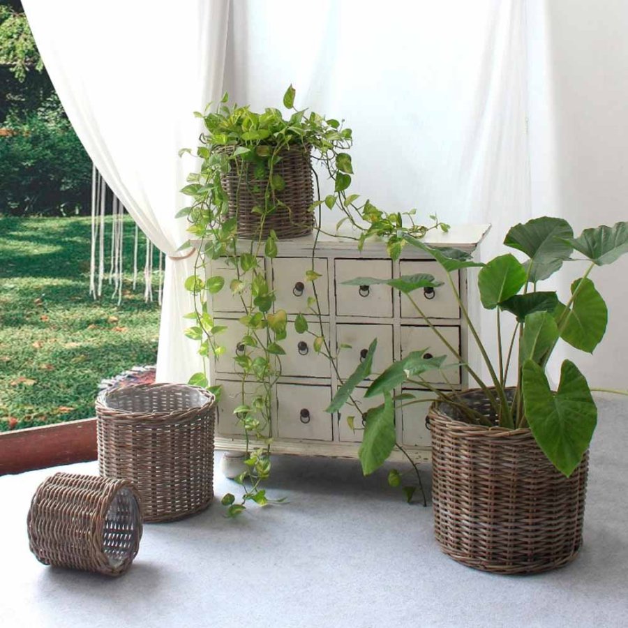 HOUSE NORDIC Bogor kurv - naturlig kubu, rund (sett/4 stk.)