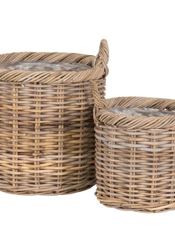 HOUSE NORDIC Gili kurv, rund - naturlig kuborotting (sett med 2)
