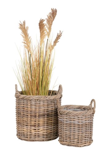HOUSE NORDIC Gili kurv, rund - naturlig kuborotting (sett med 2)
