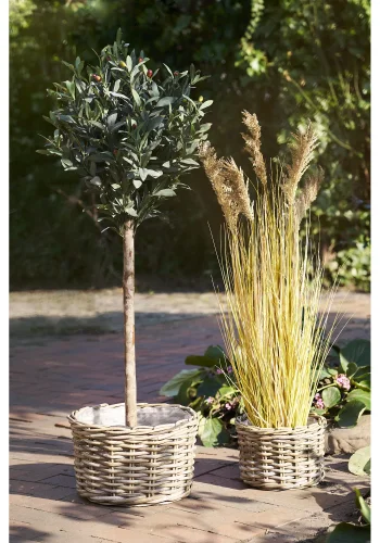 HOUSE NORDIC Kalak Basket - Kurv, kubu rotting, naturlig<br>sett med 2