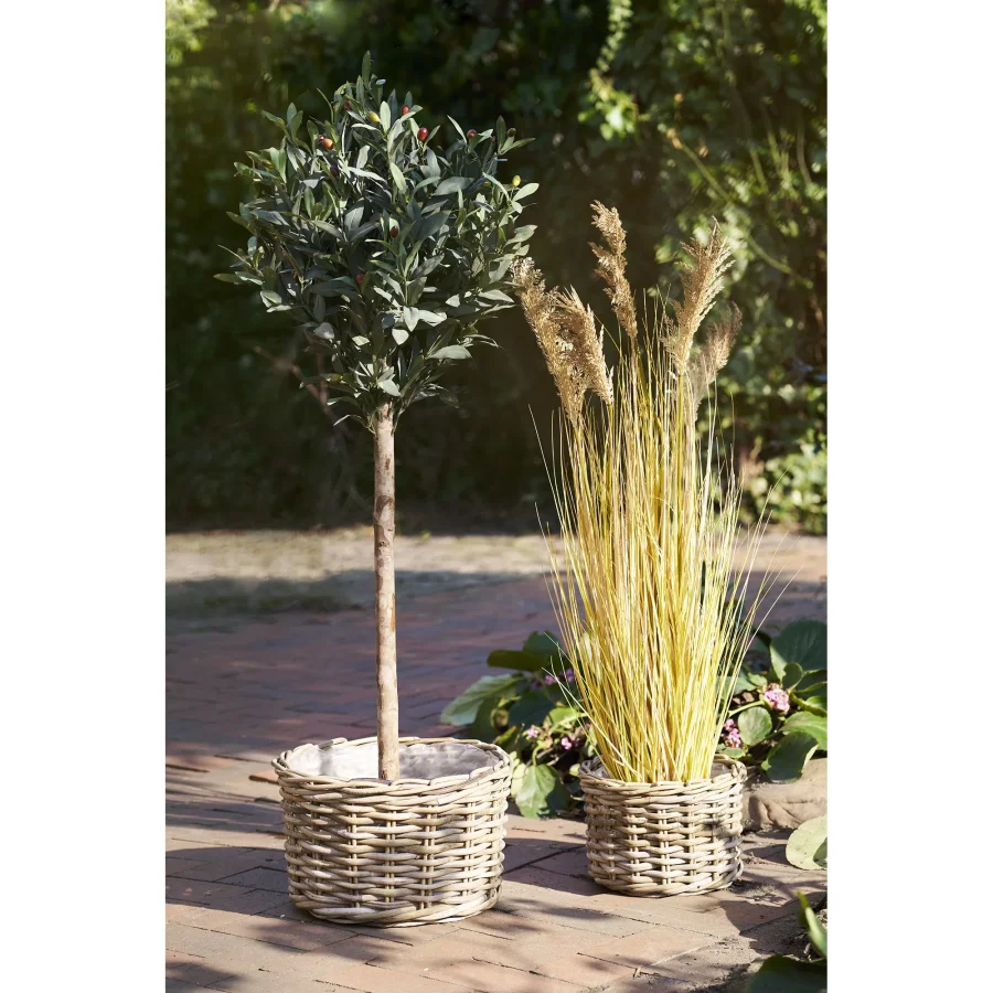 HOUSE NORDIC Kalak Basket - Kurv, kubu rotting, naturlig<br>sett med 2