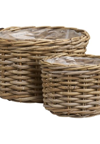 HOUSE NORDIC Kalak Basket - Kurv, kubu rotting, naturlig<br>sett med 2