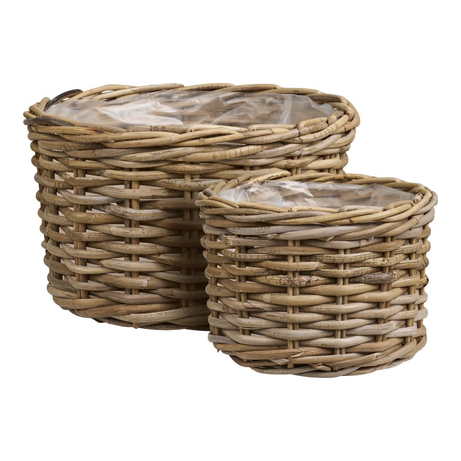 HOUSE NORDIC Kalak Basket - Kurv, kubu rotting, naturlig<br>sett med 2
