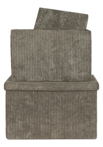 Flyelsbokser med lokk, olivengrnn, rektangulr, sett med 2 stk