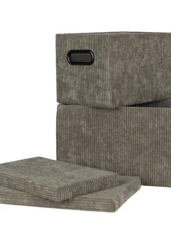 Flyelsbokser med lokk, olivengrnn, rektangulr, sett med 2 stk
