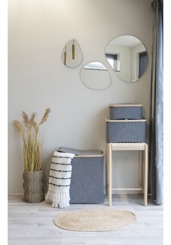 HOUSE NORDIC Noto skittentyskurv - Skittentyskurv, bambus/stoff, mrkegr, 54x33x54 cm