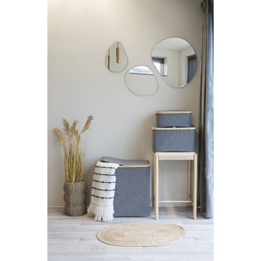 HOUSE NORDIC Noto skittentyskurv - Skittentyskurv, bambus/stoff, mrkegr, 54x33x54 cm