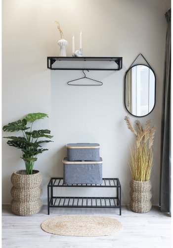 HOUSE NORDIC Noto-kurv - Kurv, bambus/stoff, mrkegr, 30x45x25 cm