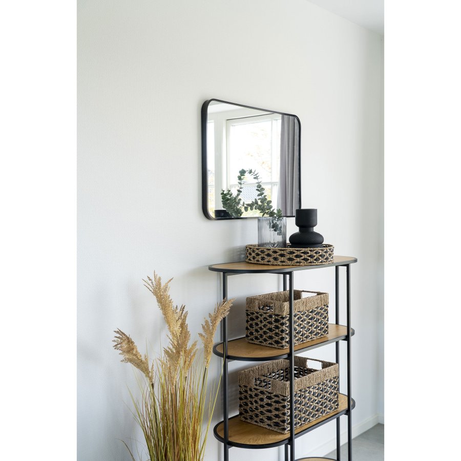 HOUSE NORDIC Salar Basket - Kurv, sjgress, svart/naturfarget, sett med 2