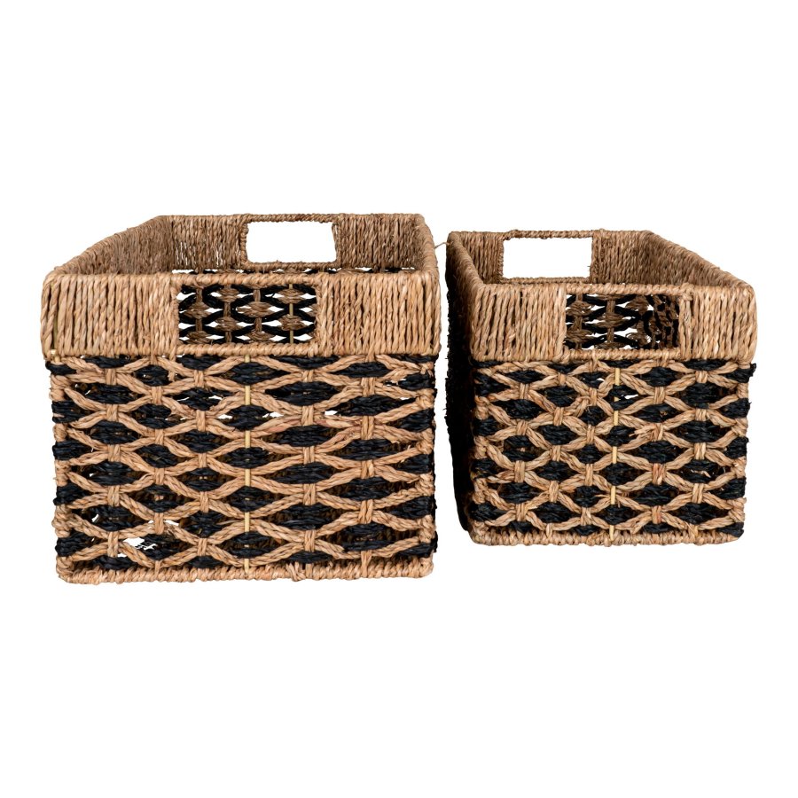 HOUSE NORDIC Salar Basket - Kurv, sjgress, svart/naturfarget, sett med 2