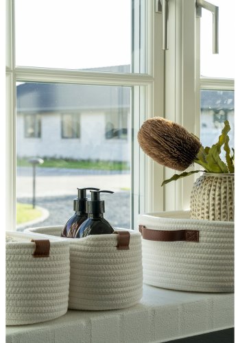 HOUSE NORDIC Jarana kurv - Kurv, bomull, hvit, sett med 3
