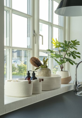 HOUSE NORDIC Jarana kurv - Kurv, bomull, hvit, sett med 3