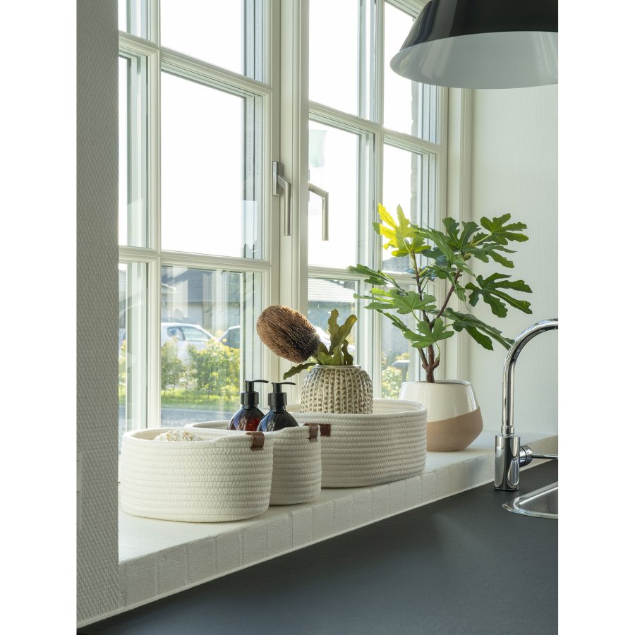 HOUSE NORDIC Jarana kurv - Kurv, bomull, hvit, sett med 3