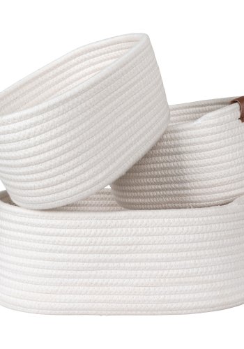 HOUSE NORDIC Jarana kurv - Kurv, bomull, hvit, sett med 3