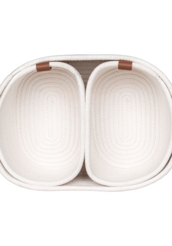 HOUSE NORDIC Jarana kurv - Kurv, bomull, hvit, sett med 3