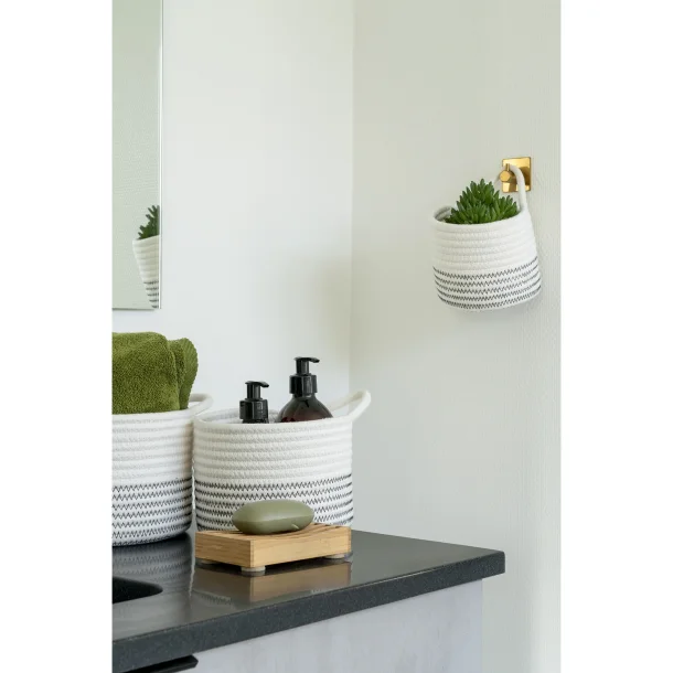 Kurve i bomuld, hvid/gr, runde, st af 3