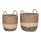 HOUSE NORDIC Lima kurv med hndtak, rund - naturlig/brun/svart sjgress (sett med 2)