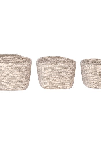 HOUSE NORDIC Kurv, bomull, beige, sett med 3 stk